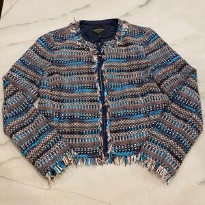 Juicy Couture Jacket Size 8 Blue Pink Tweed